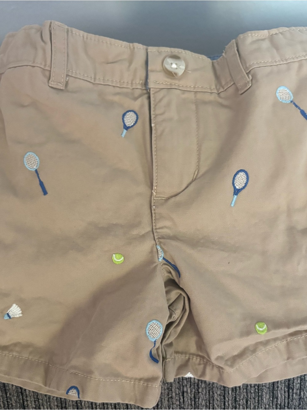 Gymboree Khaki Tennis Embroidered Shorts with  Accents